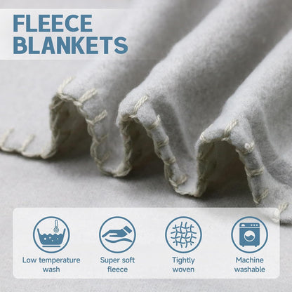 Fleece Throw Blankets Bulk 12PCS 60 x 50 in Soft Blankets Fabric Warm Lightweight Wool Blanket Cozy Coverlet for Beds Sofas Home Wedding Season (Light Gray)