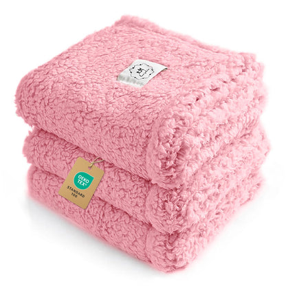1 Pack 3 Calming Blankets Fluffy Premium Fleece Pet Blanket Soft Sherpa Throw for Dog Puppy Cat Beige Small (23" x16'')