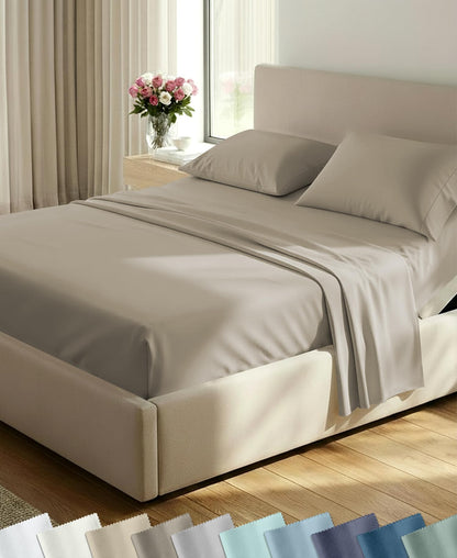 California Design Den Soft 100% Cotton Sateen Queen Bed Sheets Set, White