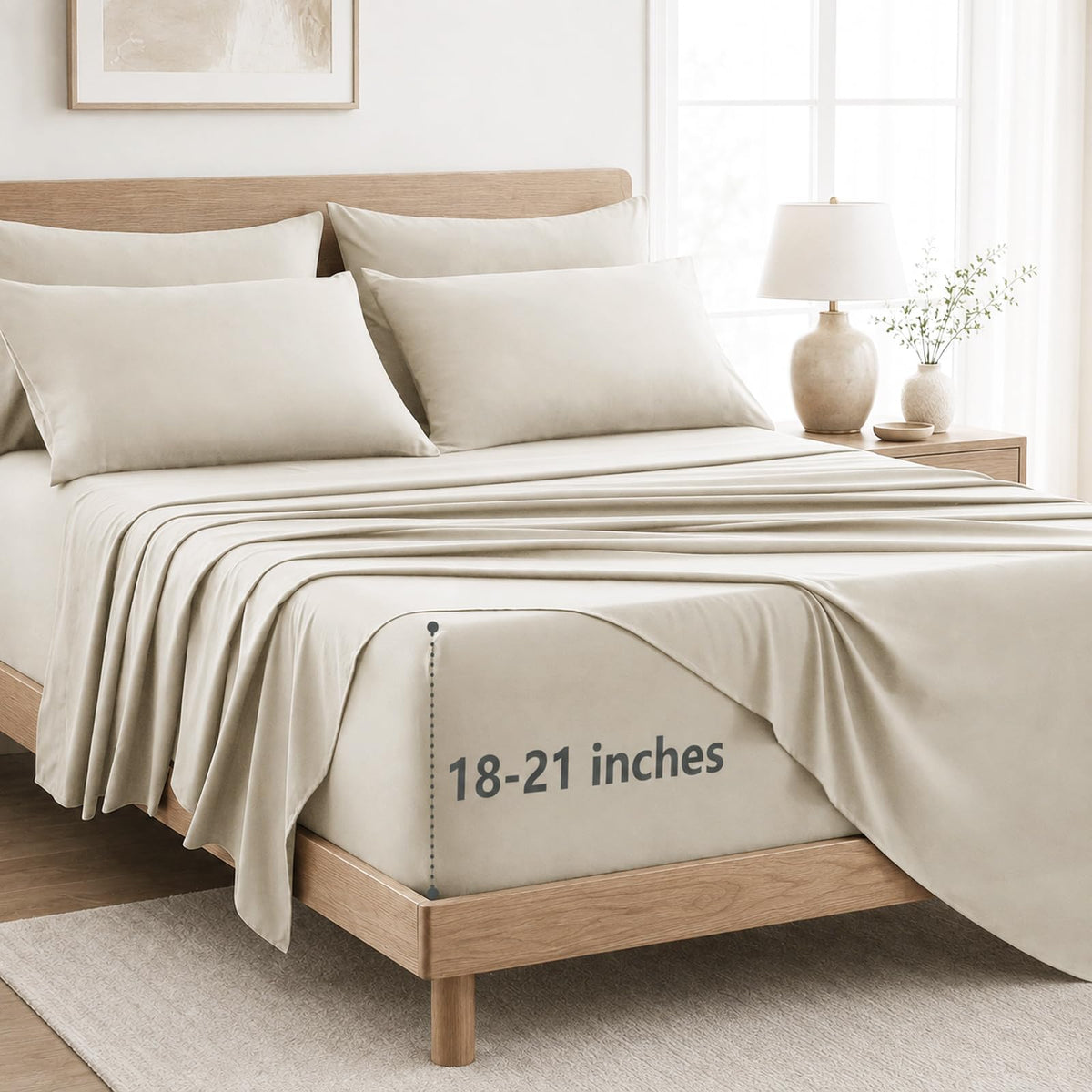 CozyLux King Size Sheets Set 6-Piece, 21-Inch Deep Pocket, Soft Feel