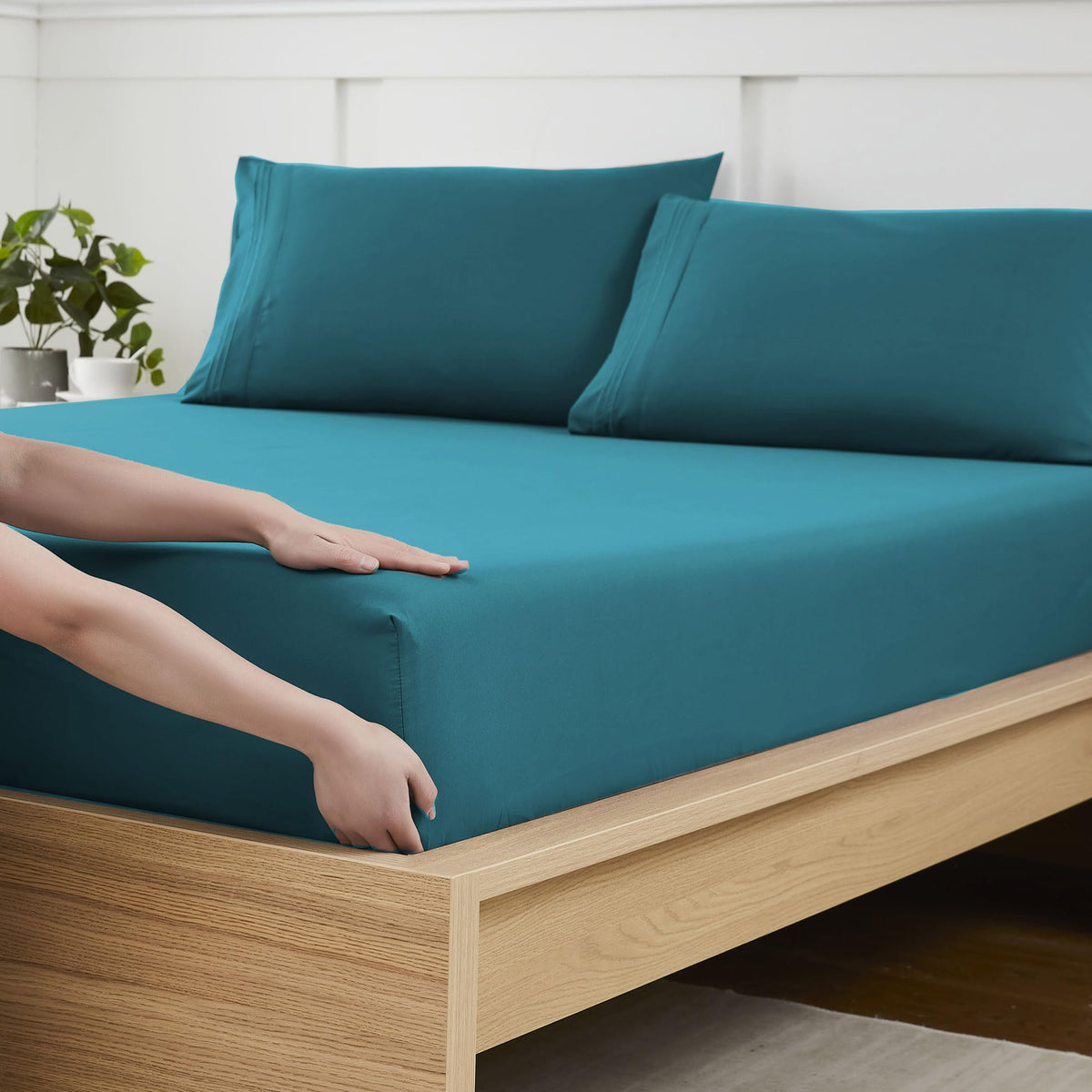 King Size Flat Sheet Only - Ultra Soft & Breathable Brushed Microfiber Top Sheet Only for King Size Beds, Denim Blue
