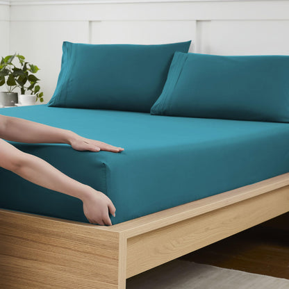 King Size Flat Sheet Only - Ultra Soft & Breathable Brushed Microfiber Top Sheet Only for King Size Beds, Denim Blue