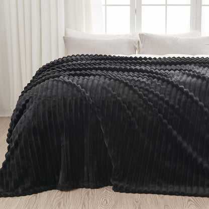 NEWCOSPLAY Fleece Ribbed Cozy Throw Blanket for Couch, Pink, 50"x60"