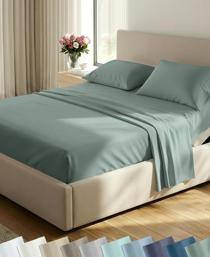 California Design Den Soft 100% Cotton Sateen Queen Bed Sheets Set, White