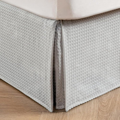 MIYE Pleated Waffle Weave Bed Skirt, Tailored Dust Ruffle 14 Inch Drop Easy Fit, Machine Washable,No Split Corners (Beige, King - 14" Drop)