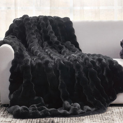 Cozy Bliss Faux Fur Throw Blanket for Couch, Fuzzy Soft Plush Thick Bubble Blanket for Sofa Bedroom Living Room, 50 * 60 Inches Tie-dye Taupe