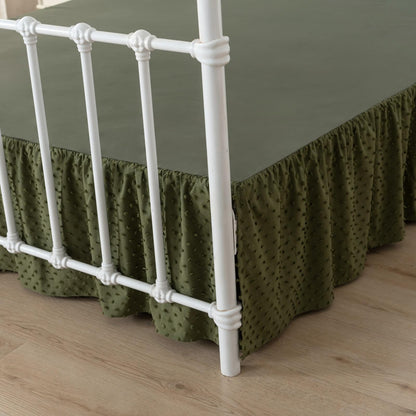 Tufted Dot Bed Skirt Queen Size - Ruffled Bed Skirt with Split Corners