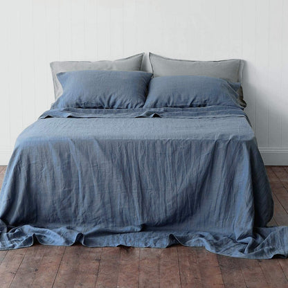 BISELINA Linen Sheet French Flax Flat Sheet Only 55% Euro Flax 45% Cotton Basic Style Solid Color Soft Breathable Farmhouse Top Sheet 1-Piece (Full, Linen)