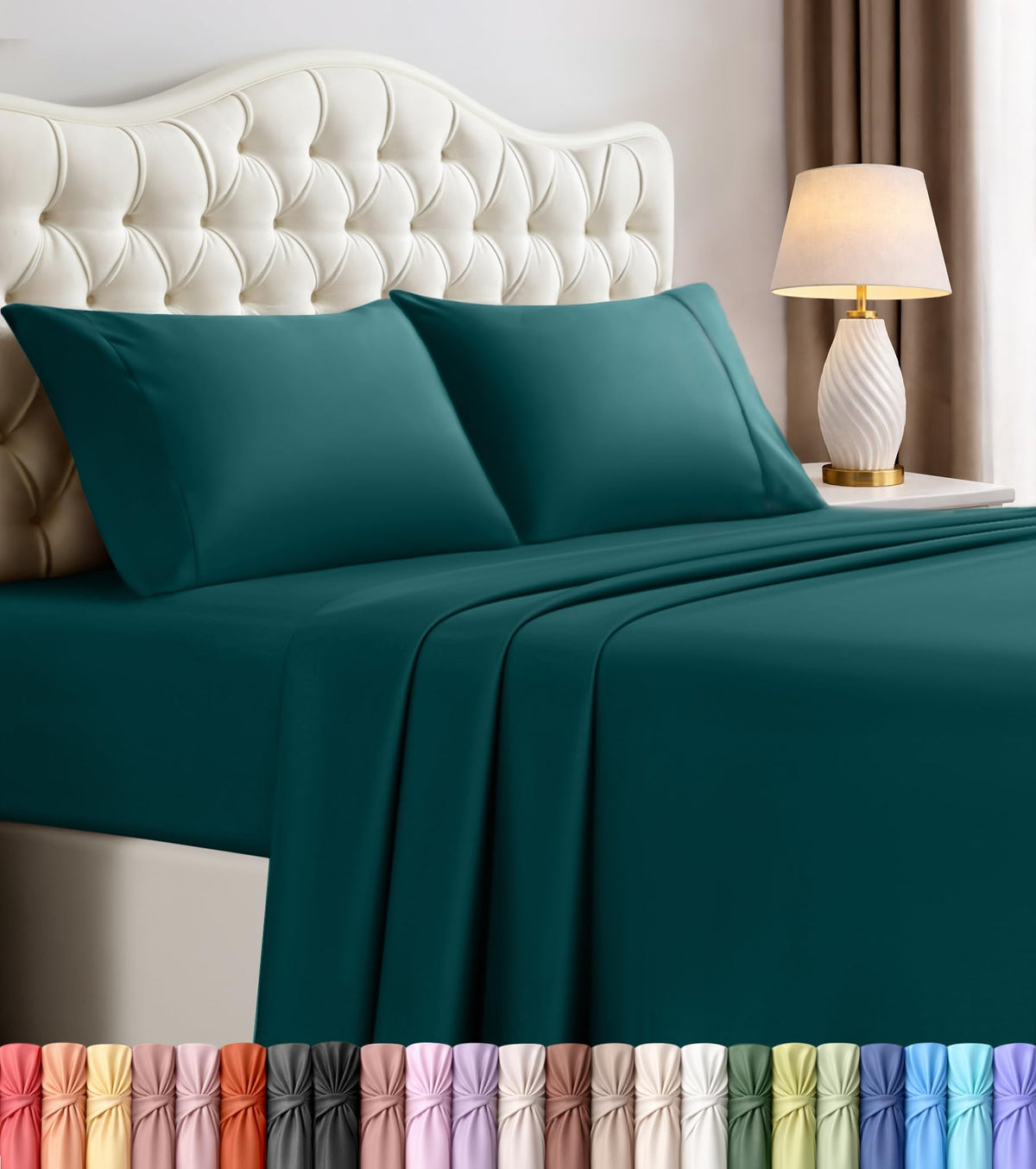Queen Sheets Set, 4 Pieces 16" Deep Pocket Hotel Luxury Bed Sheets, Grey