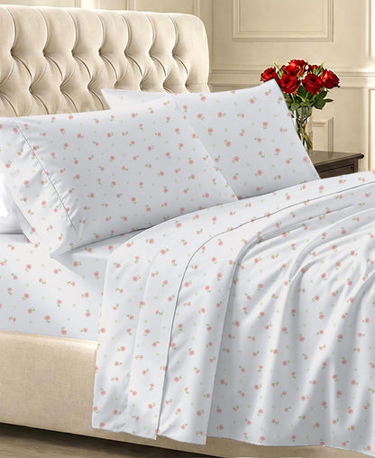 California Design Den Soft 100% Cotton Sateen Queen Bed Sheets Set, White