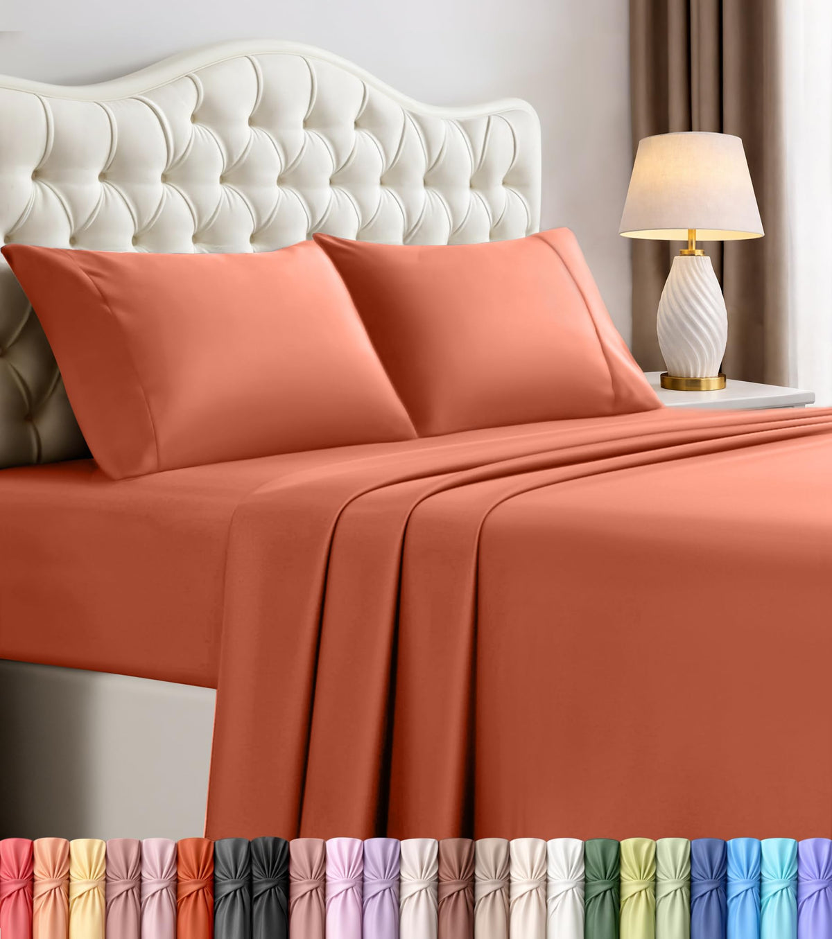 Queen Sheets Set, 4 Pieces 16" Deep Pocket Hotel Luxury Bed Sheets, Grey