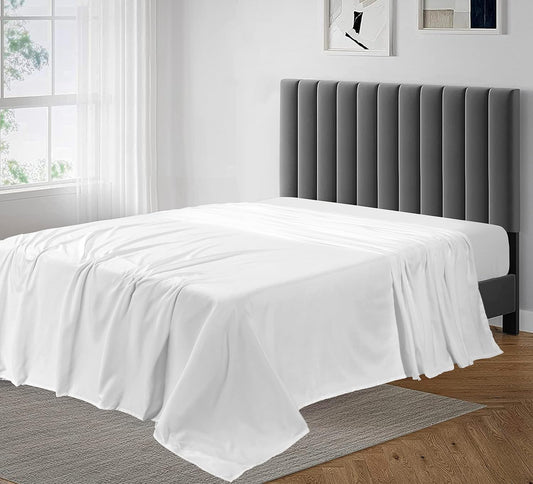 Luxury King Size Flat Sheet -100 Percent Egyptian Cotton, Beutifull White Plain Color,Soft Fabric, 600 Thread Count in Size 108 x 110 Inch, Heavy Thread Count King Bed Flat Sheet