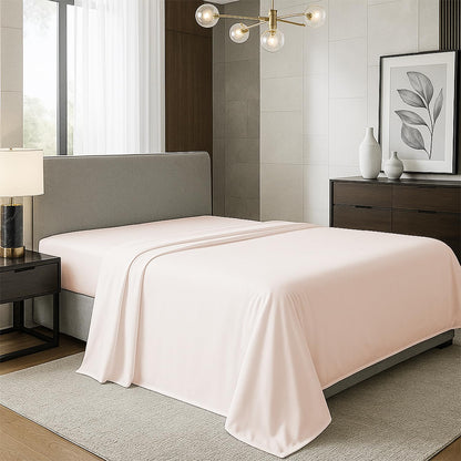 TEXAS LINEN CO. 100% Organic Cotton Queen Flat Sheet, Percale Weave, White