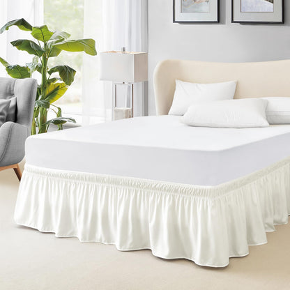 FreshCulture Queen Bed Skirt, Elastic Wrap Around Bed Skirt Queen Size, Bed Skirts for Adjustable Bed, Easy Fit with 15-Inch Tailored Drop, Hotel Quality Dust Ruffle for Queen Bed (Sage Green)