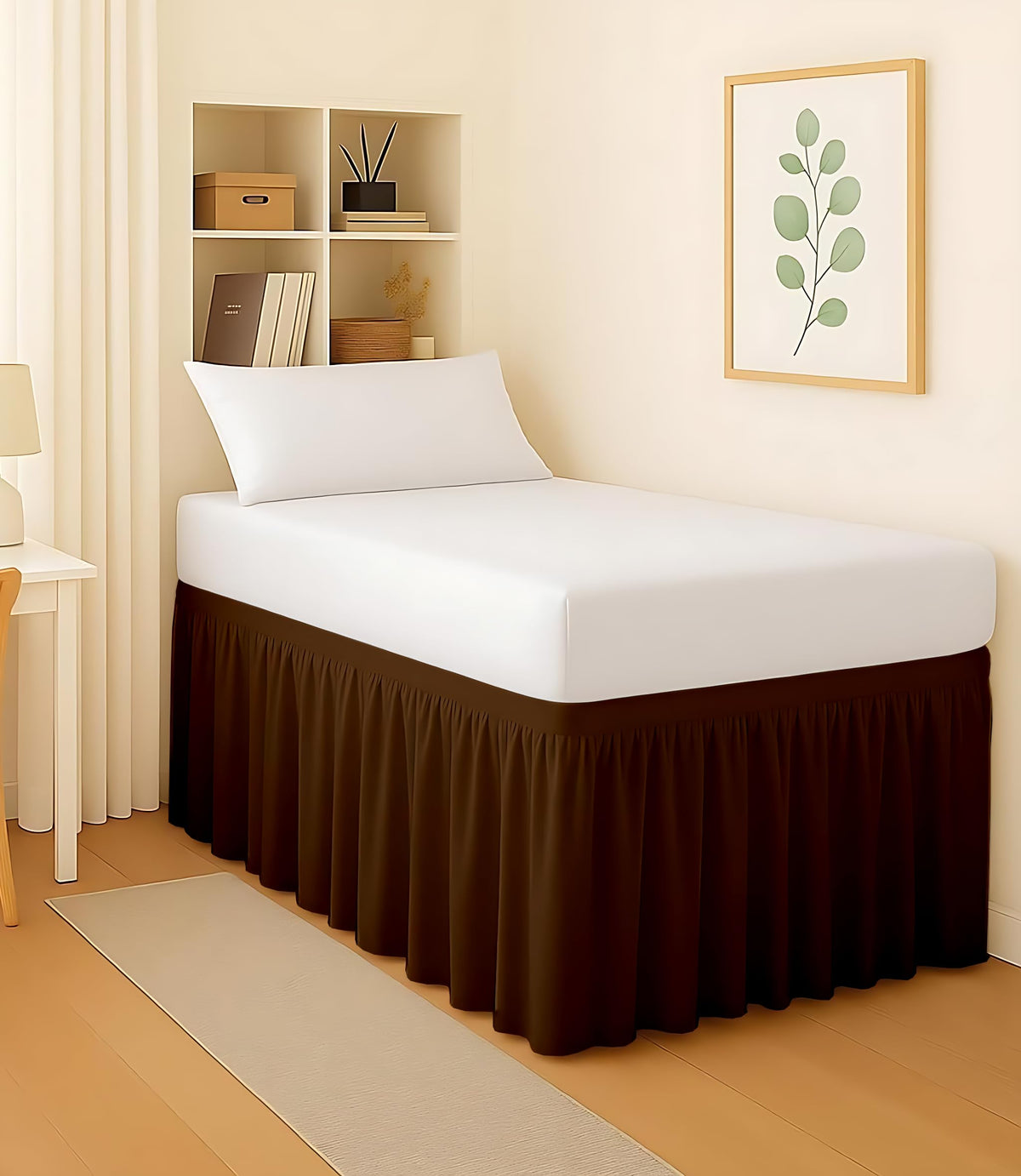 Mattress-Homes College Dorm Bed Skirt Twin XL, 42 Inch Drop Extra Long Bed Skirt, Split Corner Tailored Dust Ruffle, Premium Brushed Microfiber, Wrinkle Resistant, White