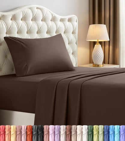 Queen Sheets Set, 4 Pieces 16" Deep Pocket Hotel Luxury Bed Sheets, Grey