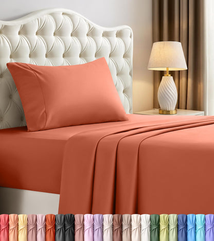 Queen Sheets Set, 4 Pieces 16" Deep Pocket Hotel Luxury Bed Sheets, Grey