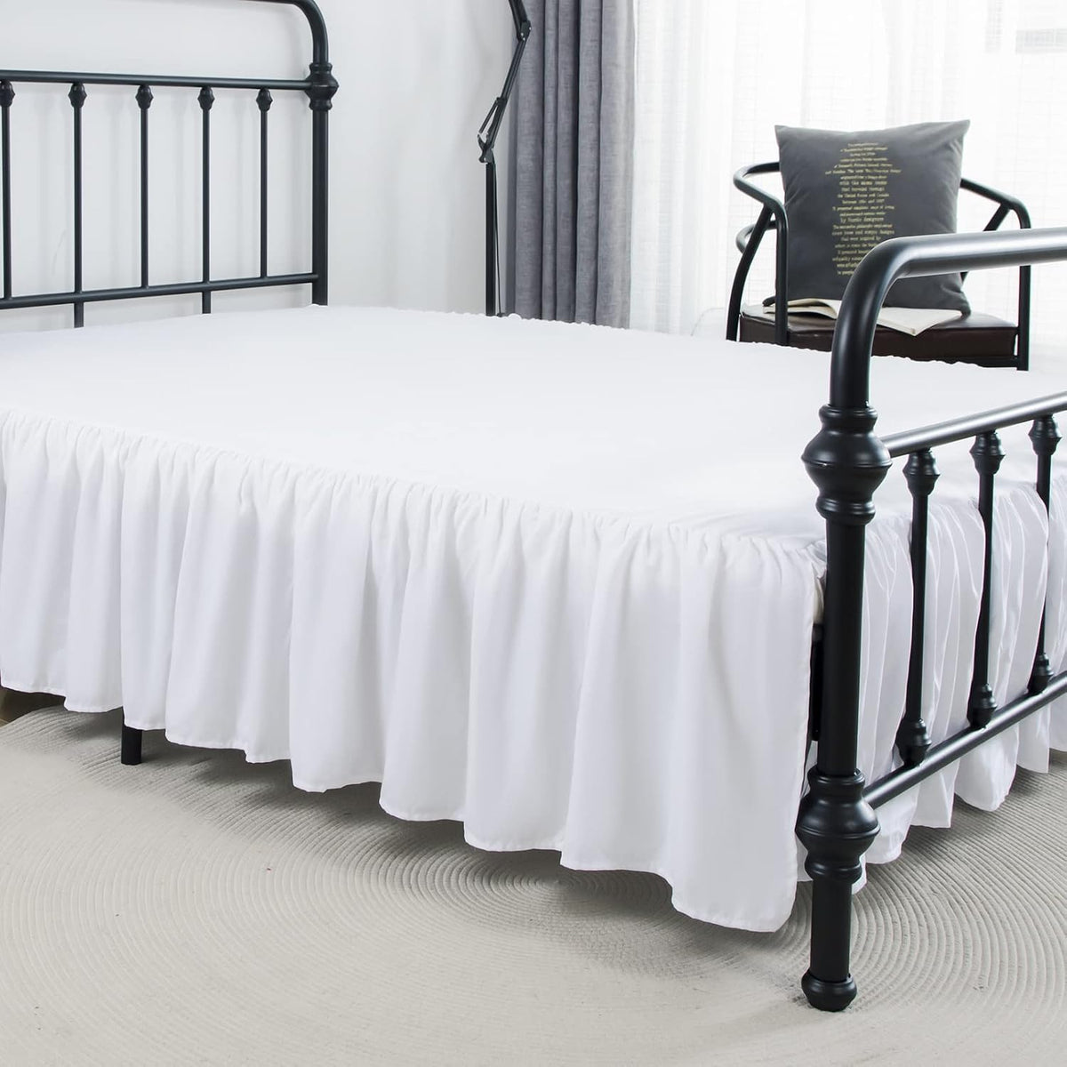 Bed Skirt Queen Size Ruffled Bed Skirt with Split Corners