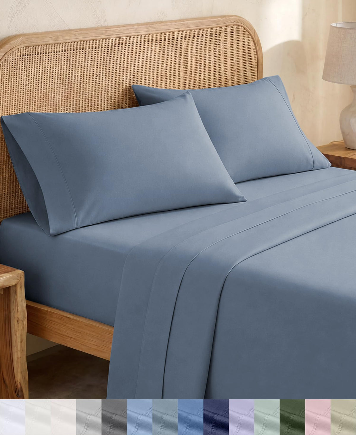 California Design Den 100% Organic Cotton Queen Bed Sheet Set, Olive Green