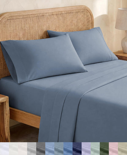 California Design Den 100% Organic Cotton Queen Bed Sheet Set, Olive Green