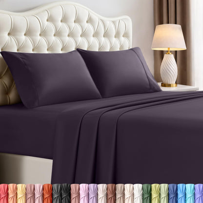 Queen Sheets Set, 4 Pieces 16" Deep Pocket Hotel Luxury Bed Sheets, Grey