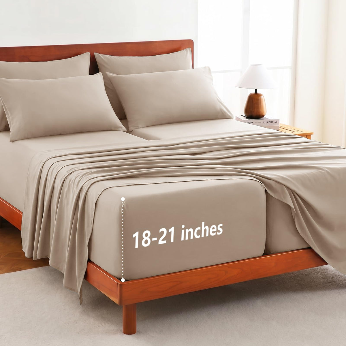 CozyLux King Size Sheets Set 6-Piece, 21-Inch Deep Pocket, Soft Feel