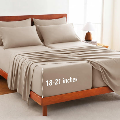 CozyLux King Size Sheets Set 6-Piece, 21-Inch Deep Pocket, Soft Feel