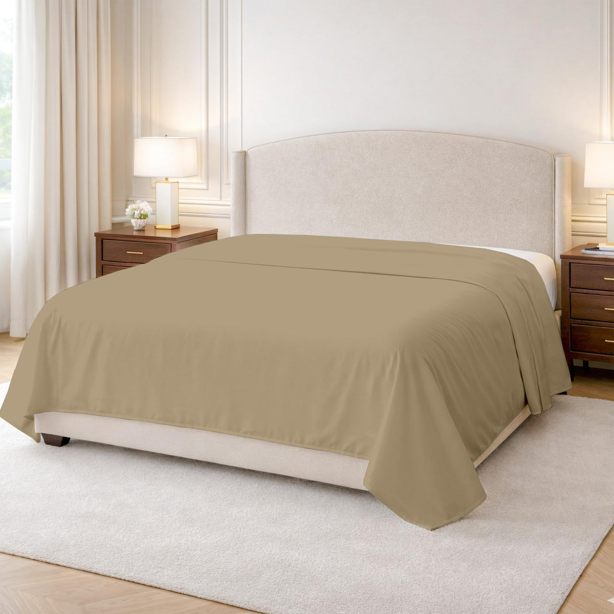 Kotton Culture 100% Egyptian Cotton 1 Pc Flat Sheet - 600 Thread Count, Soft and Crisp, Breathable, Top Sheet Only, Ultra Premium Sateen Weave Queen Bed Sheets, Cotton Flat Sheet (Chocolate)
