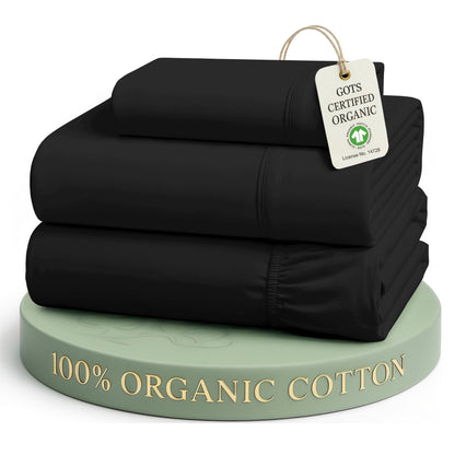 LANE LINEN Queen Sheets 100% Organic Cotton 4pc Percale Cooling - White