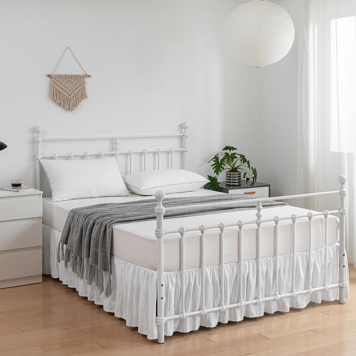 Bed Skirt Full Size, Ruffled Bed Skirts 14 Inch Drop, White