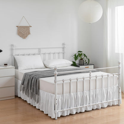 Bed Skirt Full Size, Ruffled Bed Skirts 14 Inch Drop, White