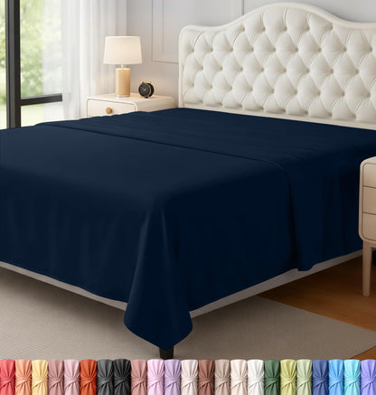 King Size Flat Sheet Only, Ultra Soft & Breathable Hotel Sheets, White