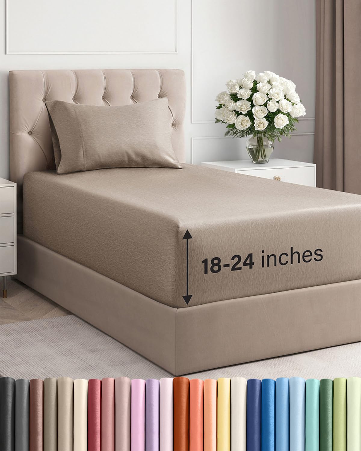 Extra Deep King Sheet Set - 4 Piece Breathable & Cooling - Antique White