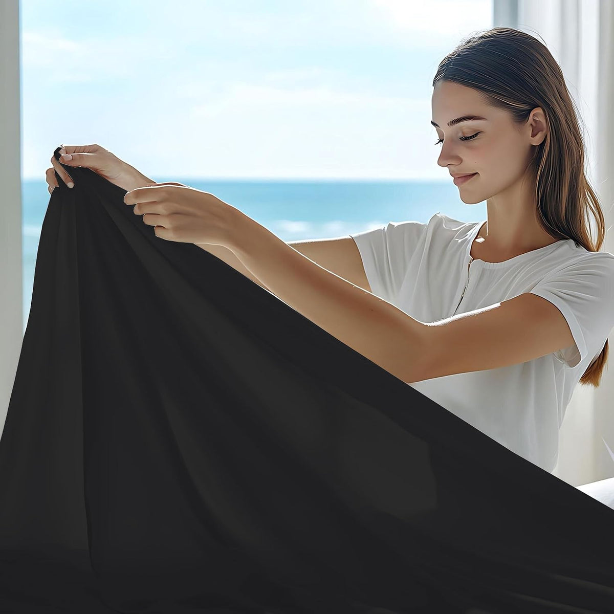 GOLD TEXTILES Queen Flat Sheet 6 Pack – Brushed Microfiber Top Sheets for Home, Hotel & Hospitality – Soft, Durable & Shrink-Resistant Flat Sheets, Easy-Care Bedding (6, Black, Queen)