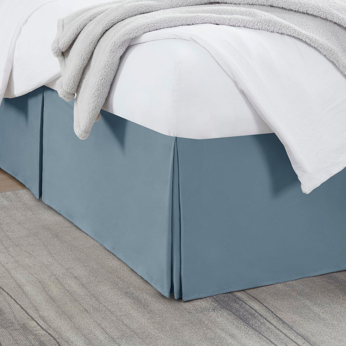 Nestl Linen Bed Skirt Queen Size - Queen Bed Skirt 14 Inch Drop - Brushed Microfiber Bed Skirts - Hotel Quality Pleated Bed Skirt - Shrinkage & Fade Resistant