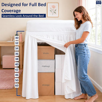 Cottingon Twin XL 32 Inch Drop Extended Dorm Room Bed Skirt,100% Microfiber College Bed Essentials Extra Long Size Dust Ruffle,White