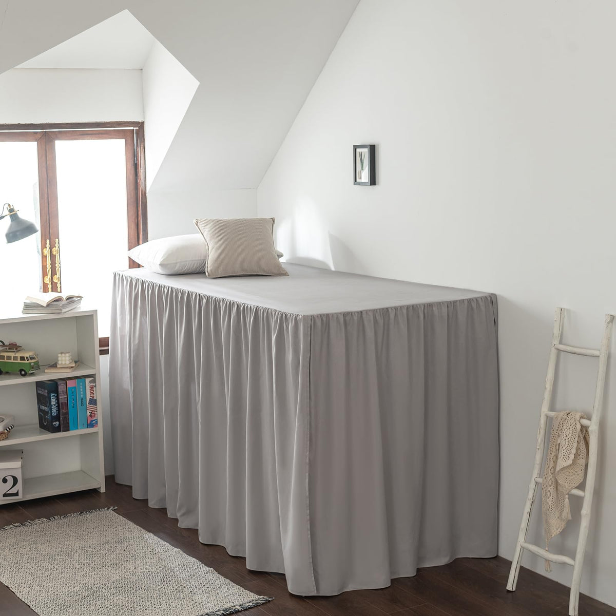 Dorm Room Bed Skirt Twin XL, College Dorm Bed Skirt-White, 34 Inch