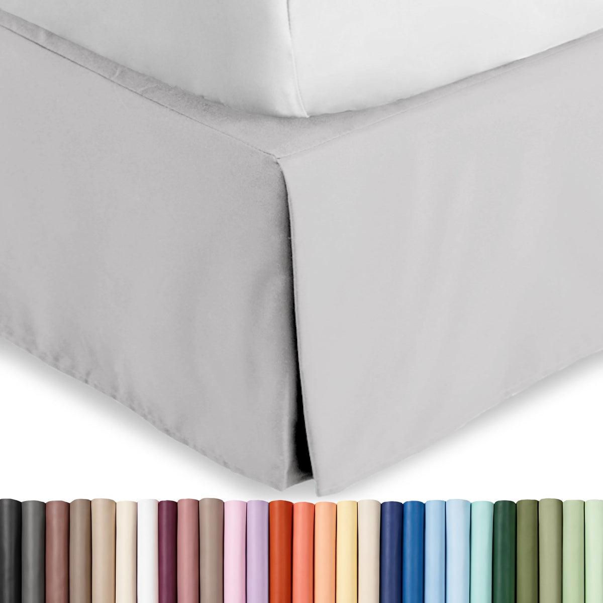 Bare Home Bed Skirt 15-Inch Drop 1800 Ultra-Soft (Queen, Grey)