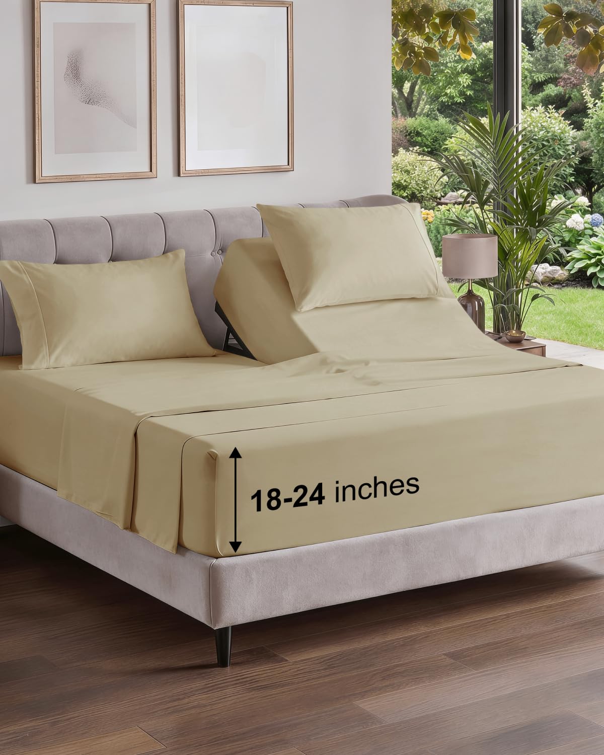 Extra Deep King Sheet Set - 4 Piece Breathable & Cooling - Antique White