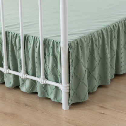 Bed Skirt King Size Ruffled Bed Skirt with Split Corners, Olive Green