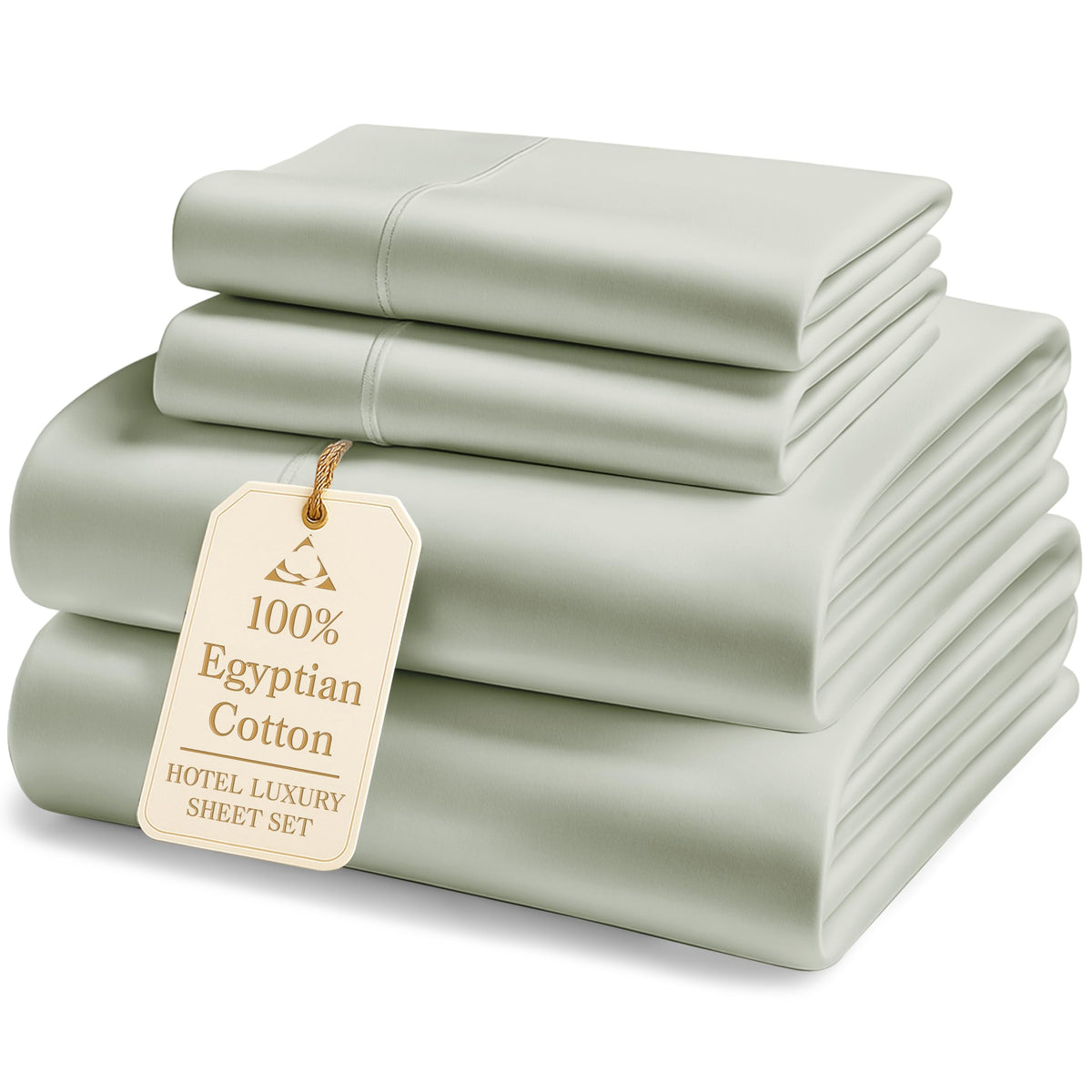 LANE LINEN 100% Egyptian Cotton Sheets King Size Silky Sateen Weave - White
