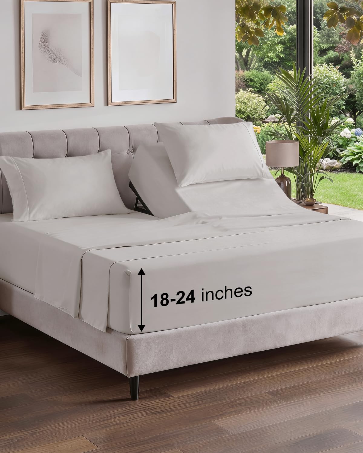 Extra Deep King Sheet Set - 4 Piece Breathable & Cooling - Antique White