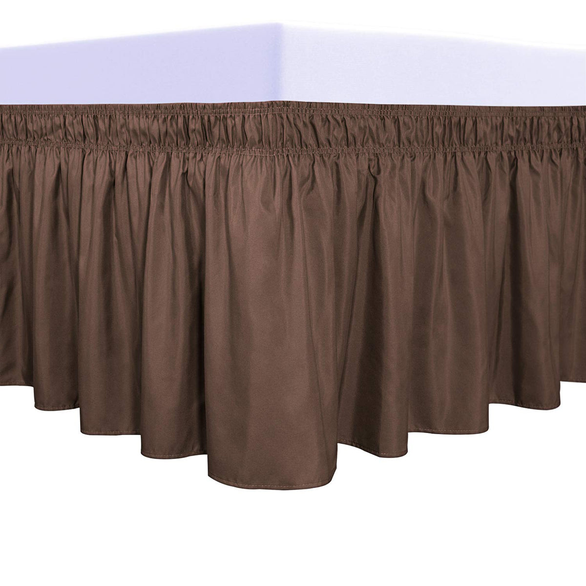 PureFit Wrap Around Ruffled Bed Skirt, White, Queen/King - 18" Drop