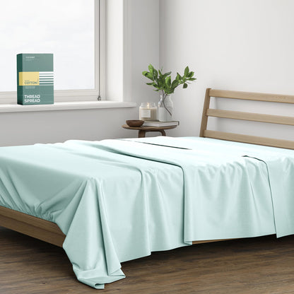 THREAD SPREAD 100% Organic Cotton King Flat Sheet - Percale Weave Cotton Flat Sheet Only (1 PC, White), Crisp, Cool, Strong & Breathable Lightweight Bed Linen Top Sheets, GOTS Certified Sheets