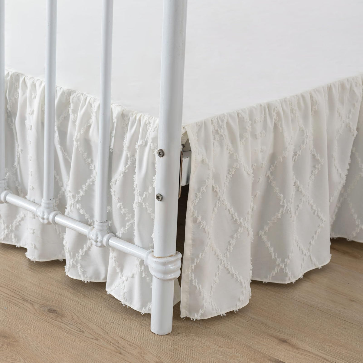 Bed Skirt King Size Ruffled Bed Skirt with Split Corners, Olive Green