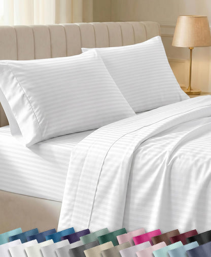 California Design Den Soft 100% Cotton Sateen Queen Bed Sheets Set, White