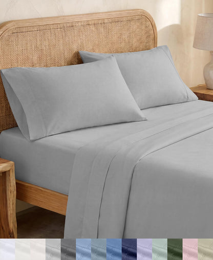 California Design Den 100% Organic Cotton Queen Bed Sheet Set, Olive Green