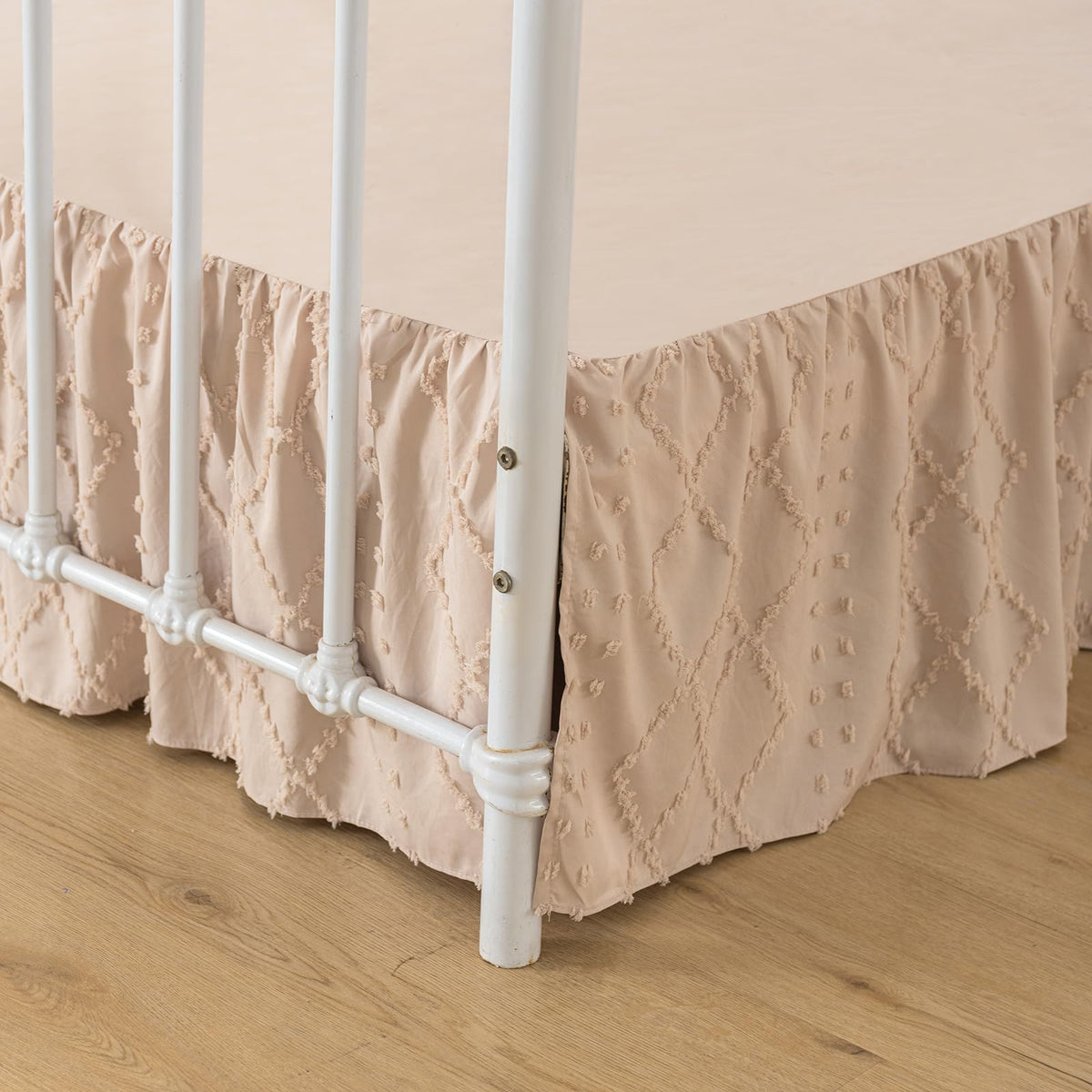 Bed Skirt King Size Ruffled Bed Skirt with Split Corners, Olive Green