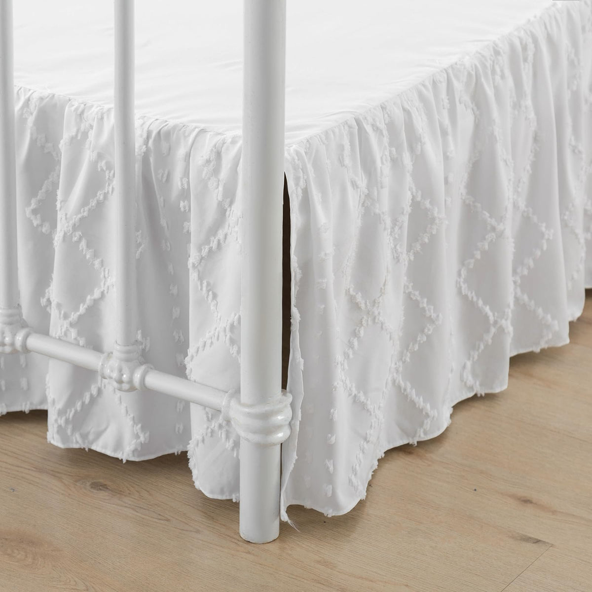 Bed Skirt King Size Ruffled Bed Skirt with Split Corners, Olive Green