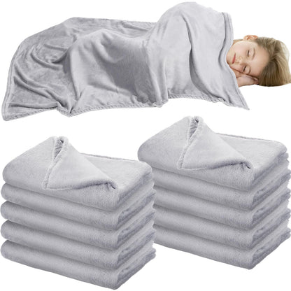 Breling 10 Pcs Cot Blanket Toddler Daycare Nap Blanket for Kids 39 x 47 Inch Fleece Baby Warm Fluffy Cozy Rest Time Supplies for Classroom, Preschool, Daycare or Nursery(Dark Gray)
